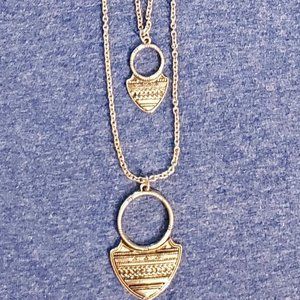 Silver Double Chain, Layered Necklace, Hangs 18"